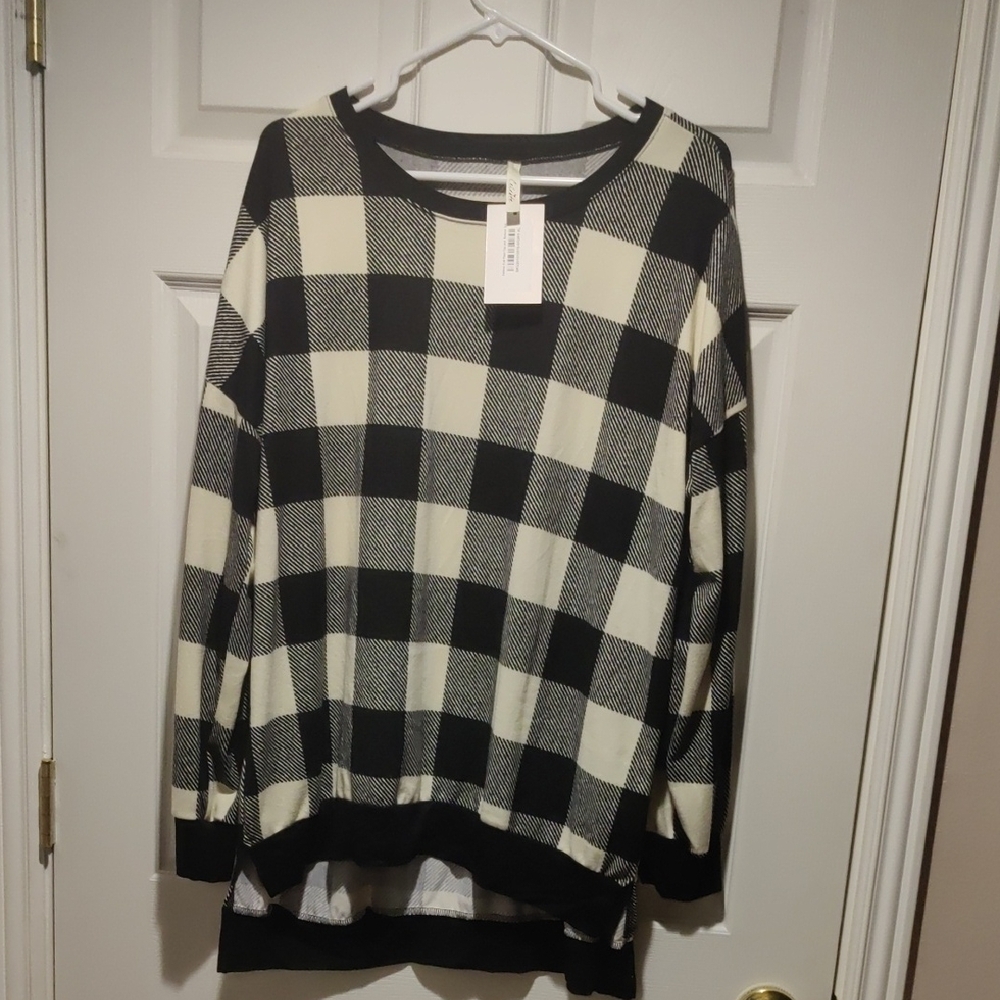 Black and White Plaid Sweater